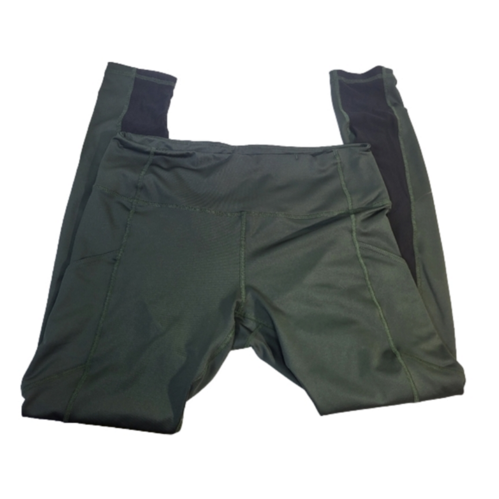Inner Fire Dark Green & Black Mesh Yoga Leggings